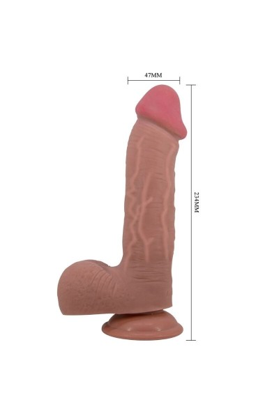 Dildo realistico con ventosa Sliding skin 23,4 cm mulatto