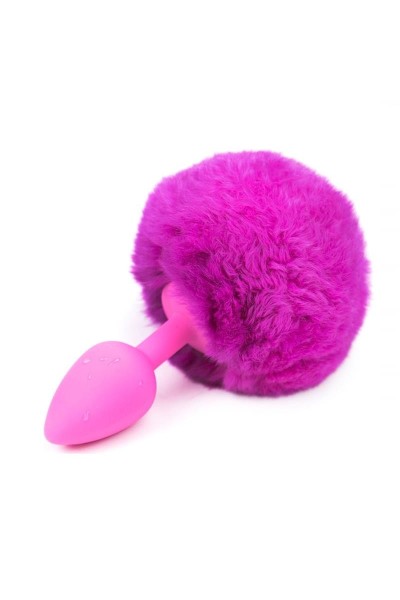 Plug anale con pompon magenta Afterdark taglia S