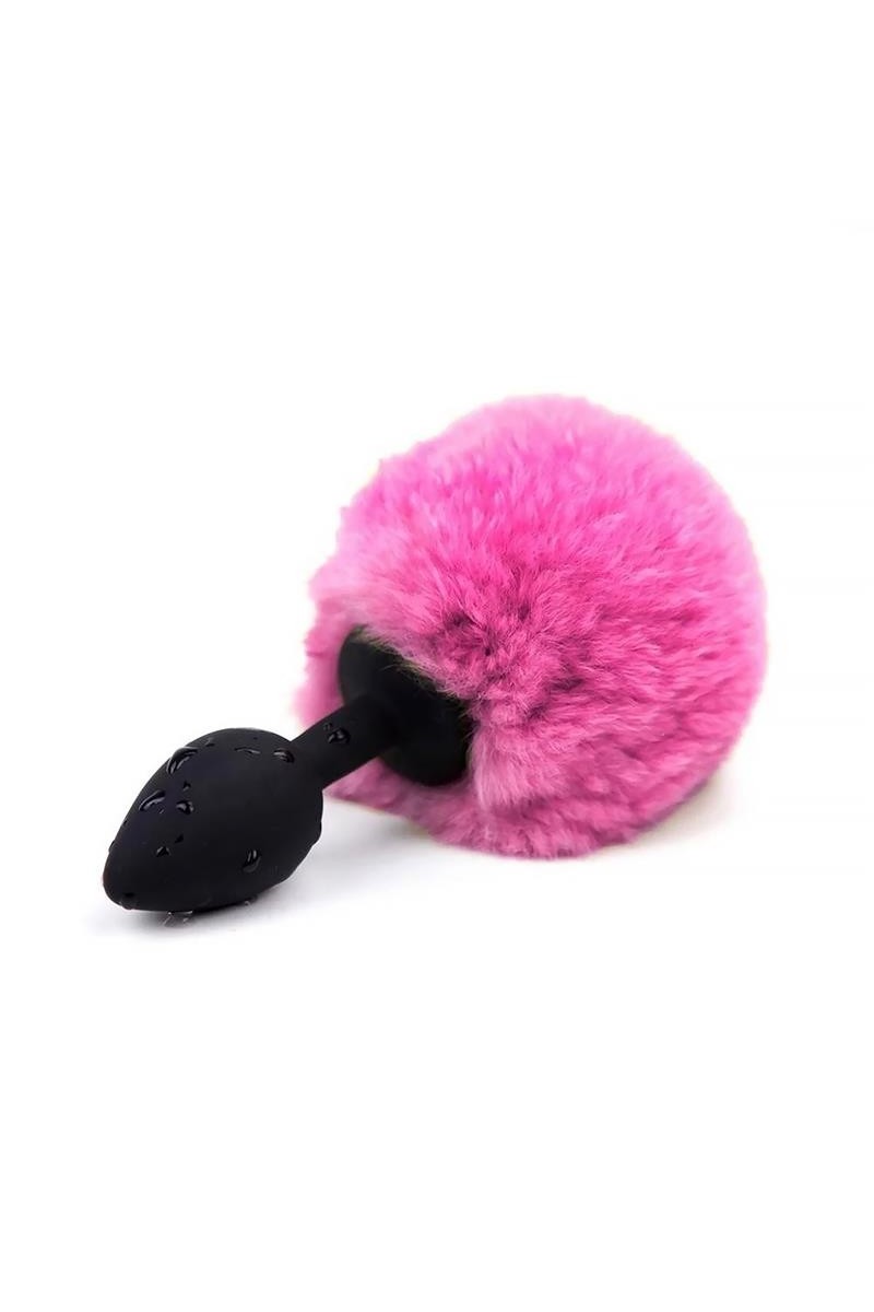 Plug Anale nero Con Pompon rosa Afterdark Taglia S