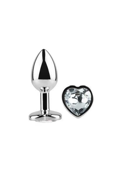 Plug anale con gioiello a forma di cuore bianco Afterdark Taglia M