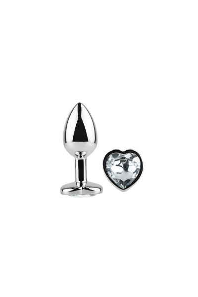 Plug Anale Con Gioiello A Forma Di Cuore Bianco Afterdark Taglia S