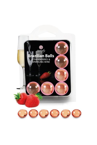 Lubrificante Brazilian Balls fragole e champagne 6 pz.