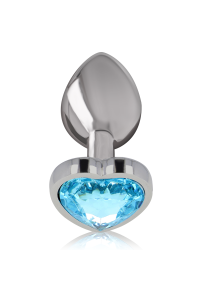 Plug anale con brillante a cuore blu taglia S