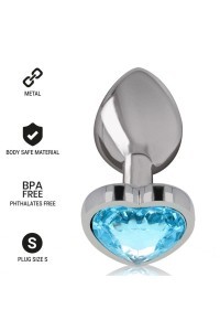 Plug anale con brillante a cuore blu taglia S