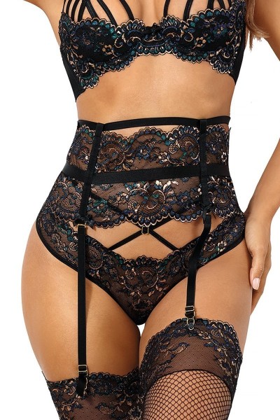 Reggicalze in pizzo nero V-10362