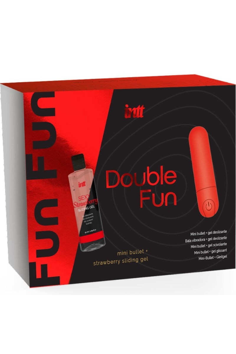 Set mini vibratore con lubrificante alla fragola 50 ml Double Fun