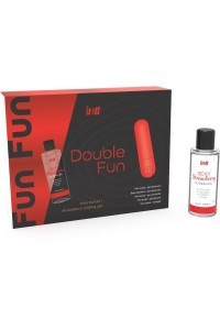 Set mini vibratore con lubrificante alla fragola 50 ml Double Fun