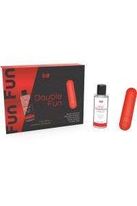 Set mini vibratore con lubrificante alla fragola 50 ml Double Fun