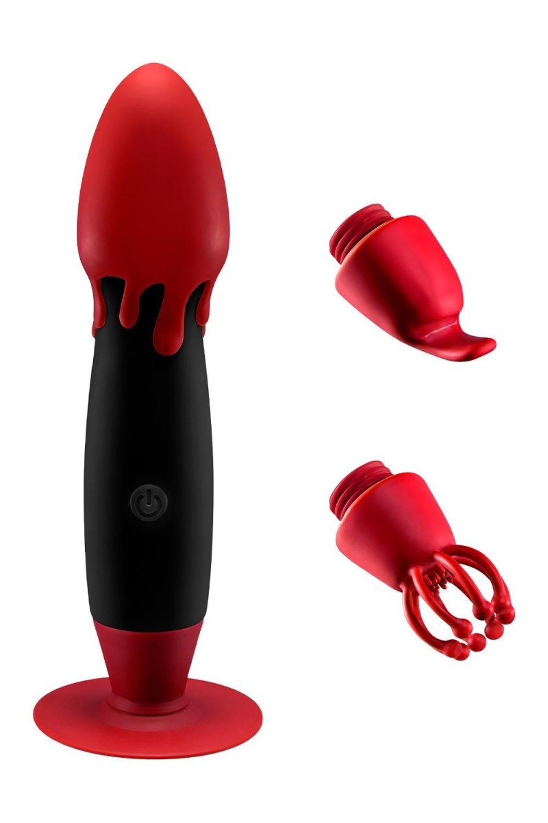 Stimolatore con testine intercambiabili Breathless Orgasm Kit rosso