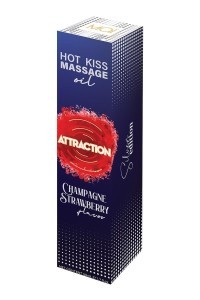 Olio da massaggio Hot Kiss  gusto di fragola e champagne 50 ml