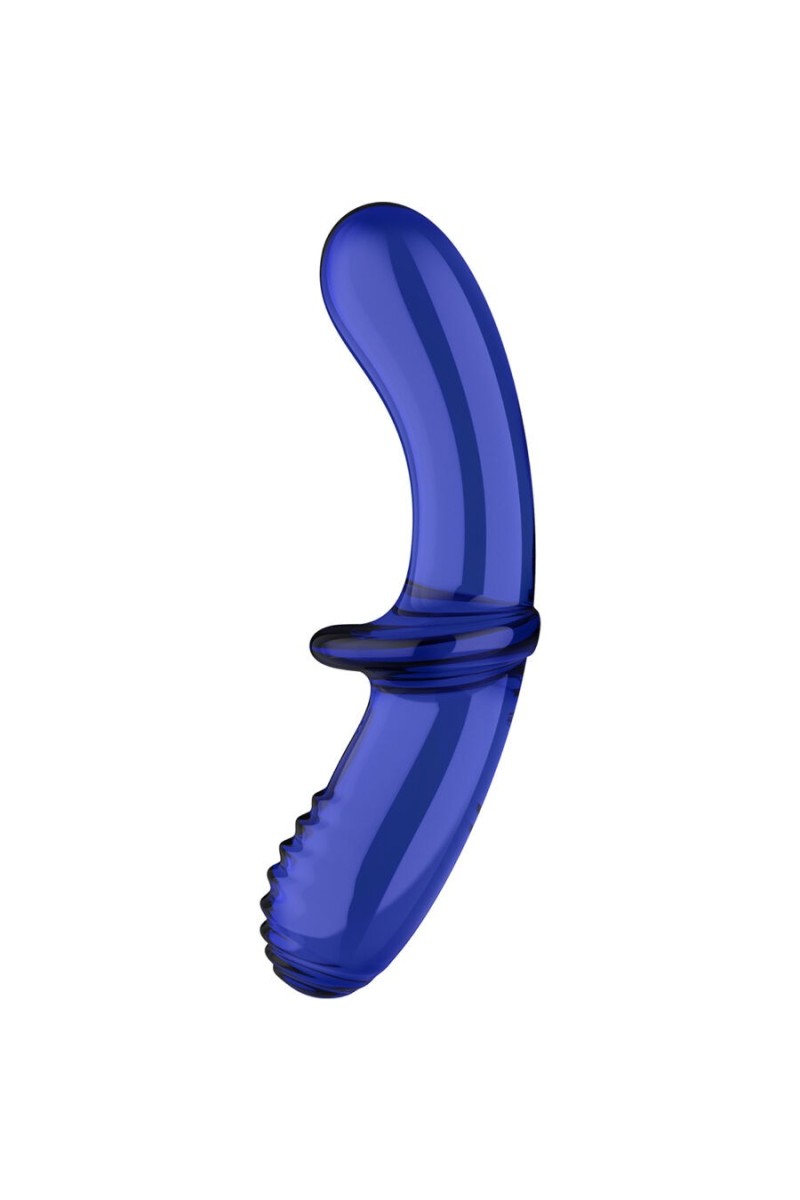 Dildo doppio in vetro blu Double Crystal