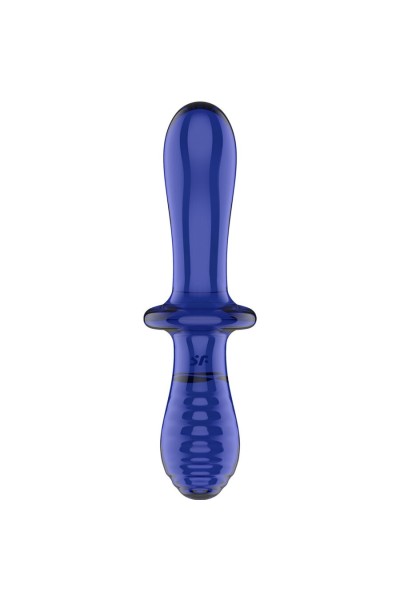 Dildo doppio in vetro blu Double Crystal