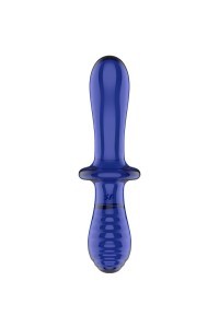 Dildo doppio in vetro blu Double Crystal