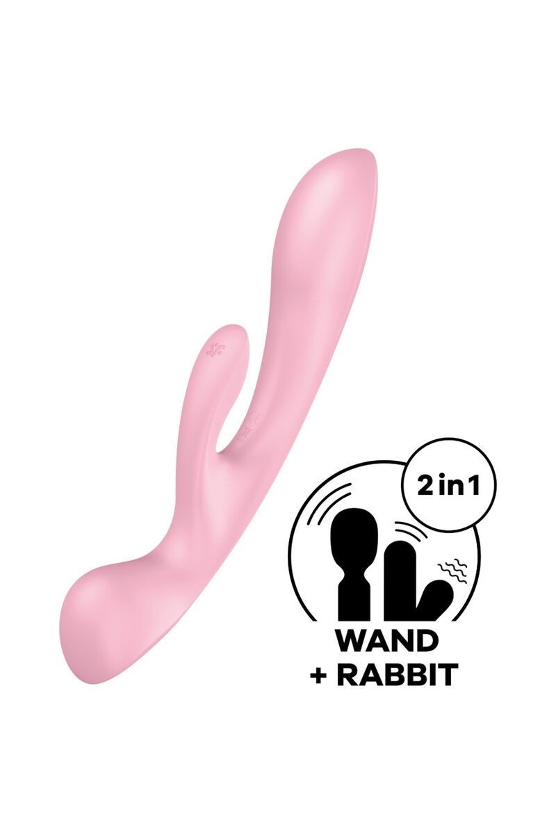 Vibratore rabbit con stimolatore wand Triple Oh rosa