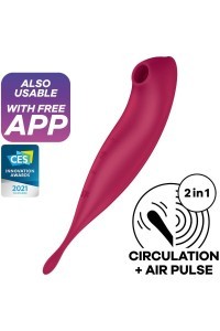 Succhia clitoride vibrante con app Twirling Pro rosso