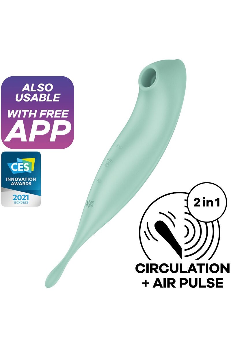 Succhia clitoride vibrante con app Twirling Pro verde