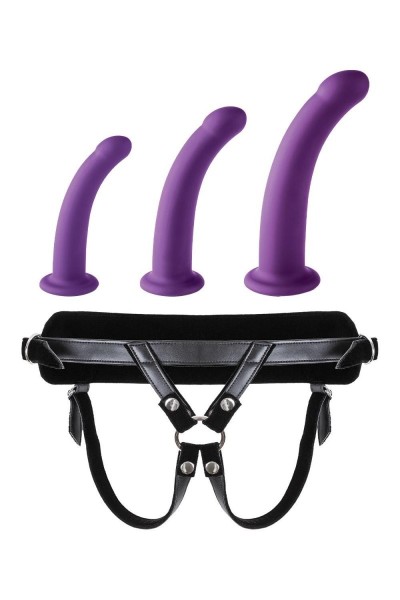 Imbracatura con 3 dildo taglia S,M,L viola