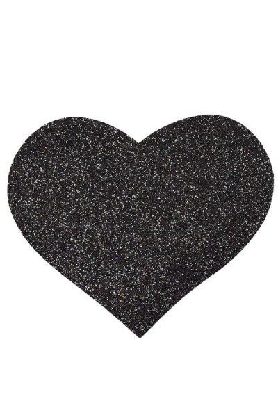 Copricapezzoli adesivi a forma di cuore glitterato nero