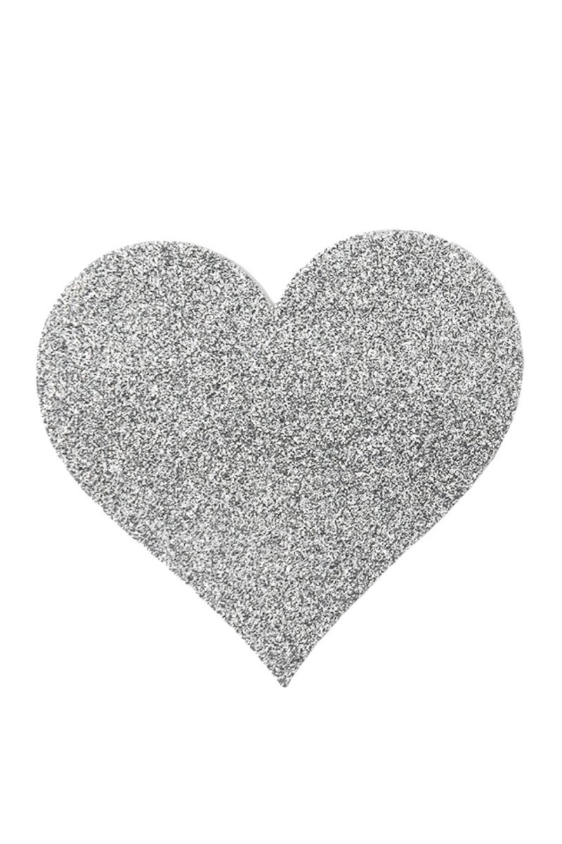 Copricapezzoli adesivi a forma di cuore glitter bianco