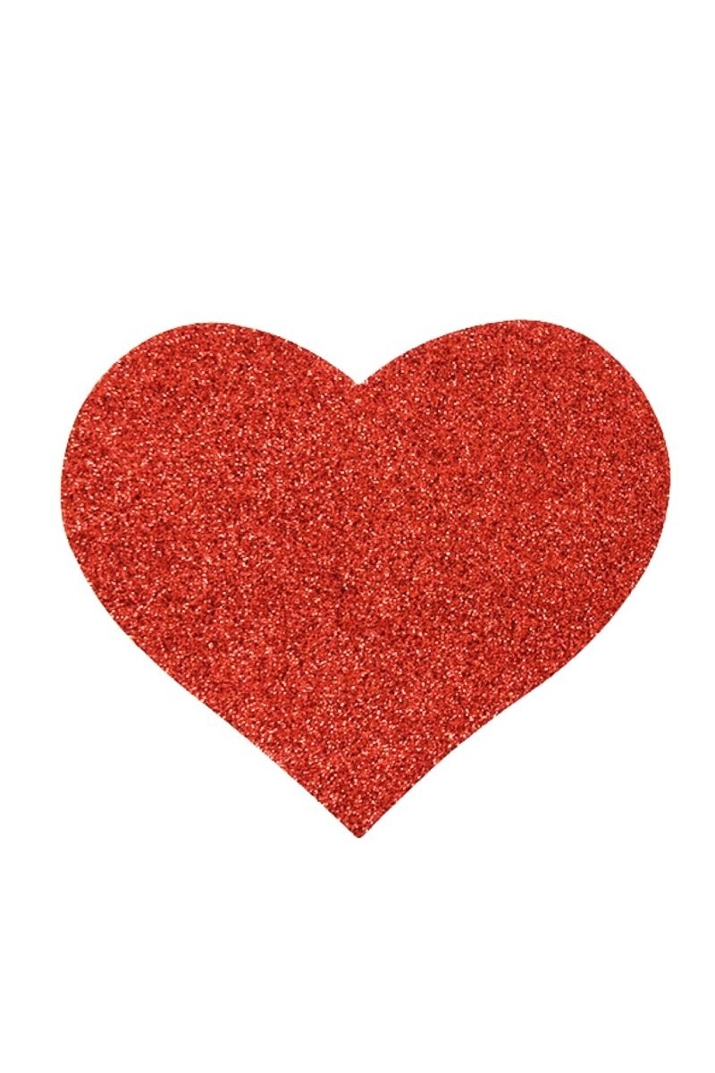 Copricapezzoli adesivi a forma di cuore rosso glitterato