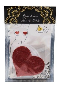 Copricapezzoli adesivi a forma di cuore rosso glitterato