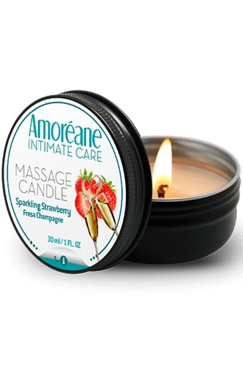 Candela da massaggio aroma fragole e champagne