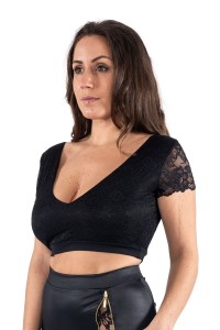 Top corto sexy reversibile nero