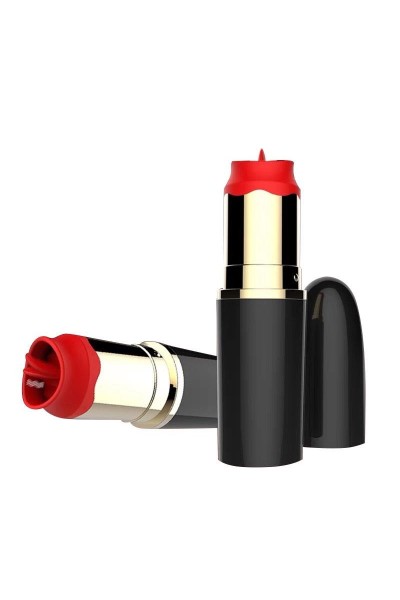 Stimolatore clitorideo a forma di rossetto con lingua