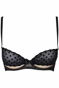 Reggiseno a balconcino in tulle nero V-9051