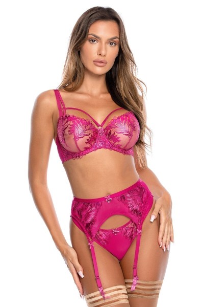 Reggicalze in tulle fucsia V-10252