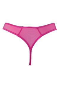 Perizoma fucsia in tulle e ricami V-10258