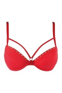 Reggiseno push-up in jersey rosso V-10351