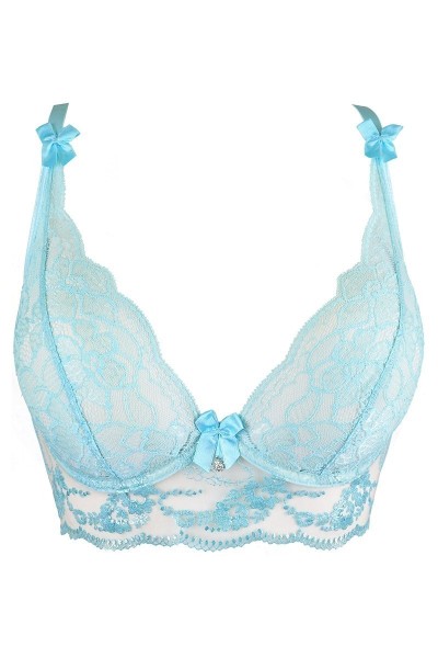 Reggiseno in pizzo azzurro V-10121