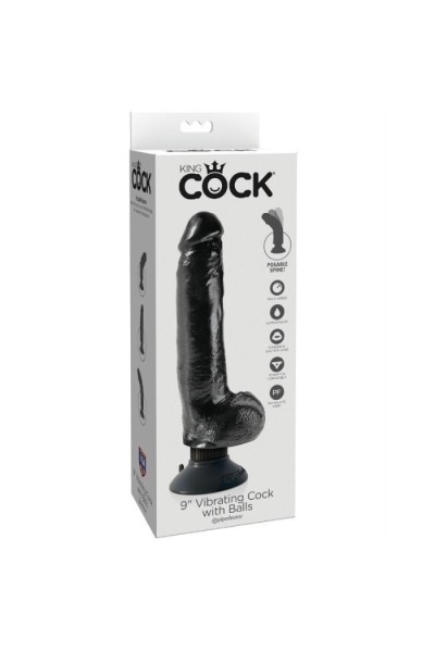 Vibratore realistico con testicoli 23 cm nero