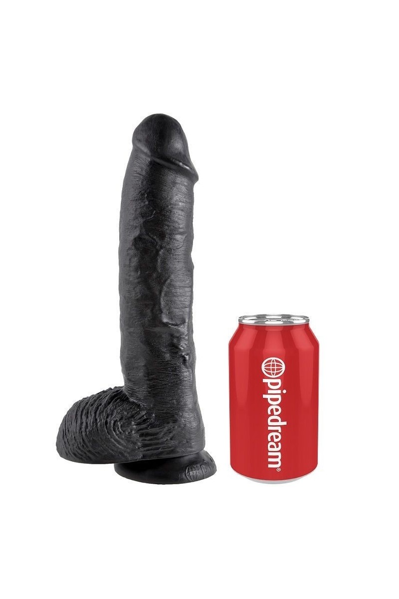 Dildo realistico con testicoli 26,5 cm nero