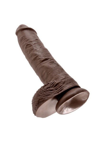 Dildo realistico con testicoli 26,5 cm marrone