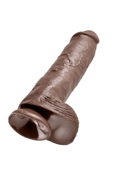 Dildo realistico con testicoli 28 cm marrone