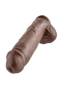 Dildo realistico con testicoli 28 cm marrone