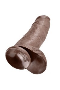 Dildo realistico con testicoli 30,4 cm marrone