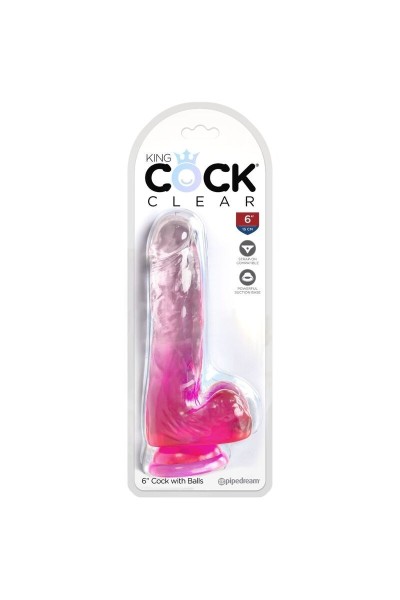 Dildo realistico rosa trasparente con testicoli 13,5 cm