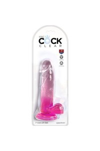 Dildo realistico rosa trasparente con testicoli 15,2 cm