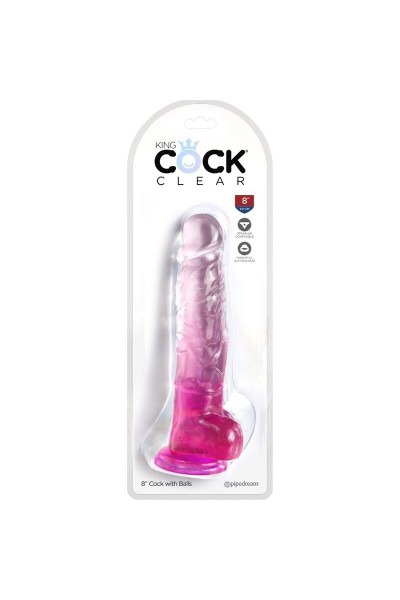 Dildo realistico rosa trasparente con testicoli 16,5 cm