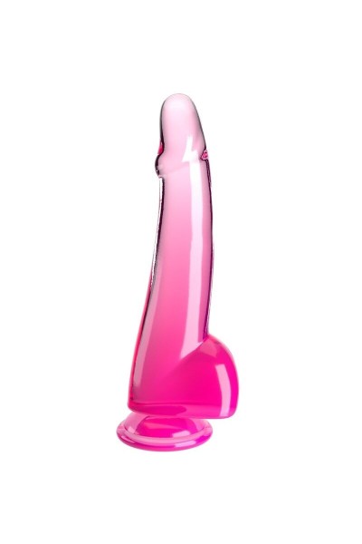 Dildo realistico rosa trasparente con testicoli 19 cm