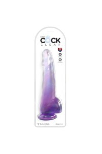 Dildo realistico viola trasparente con testicoli 19 cm