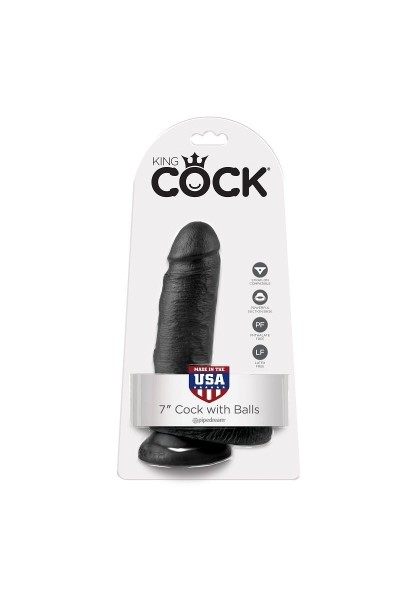 Dildo realistico con testicoli 17,8 cm nero