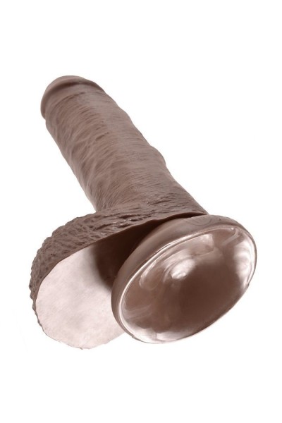 Dildo realistico con testicoli 17,8 cm marrone