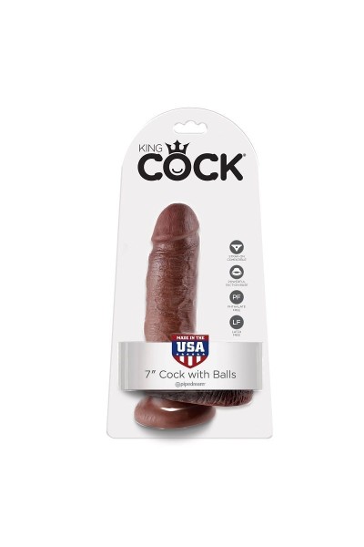 Dildo realistico con testicoli 17,8 cm marrone